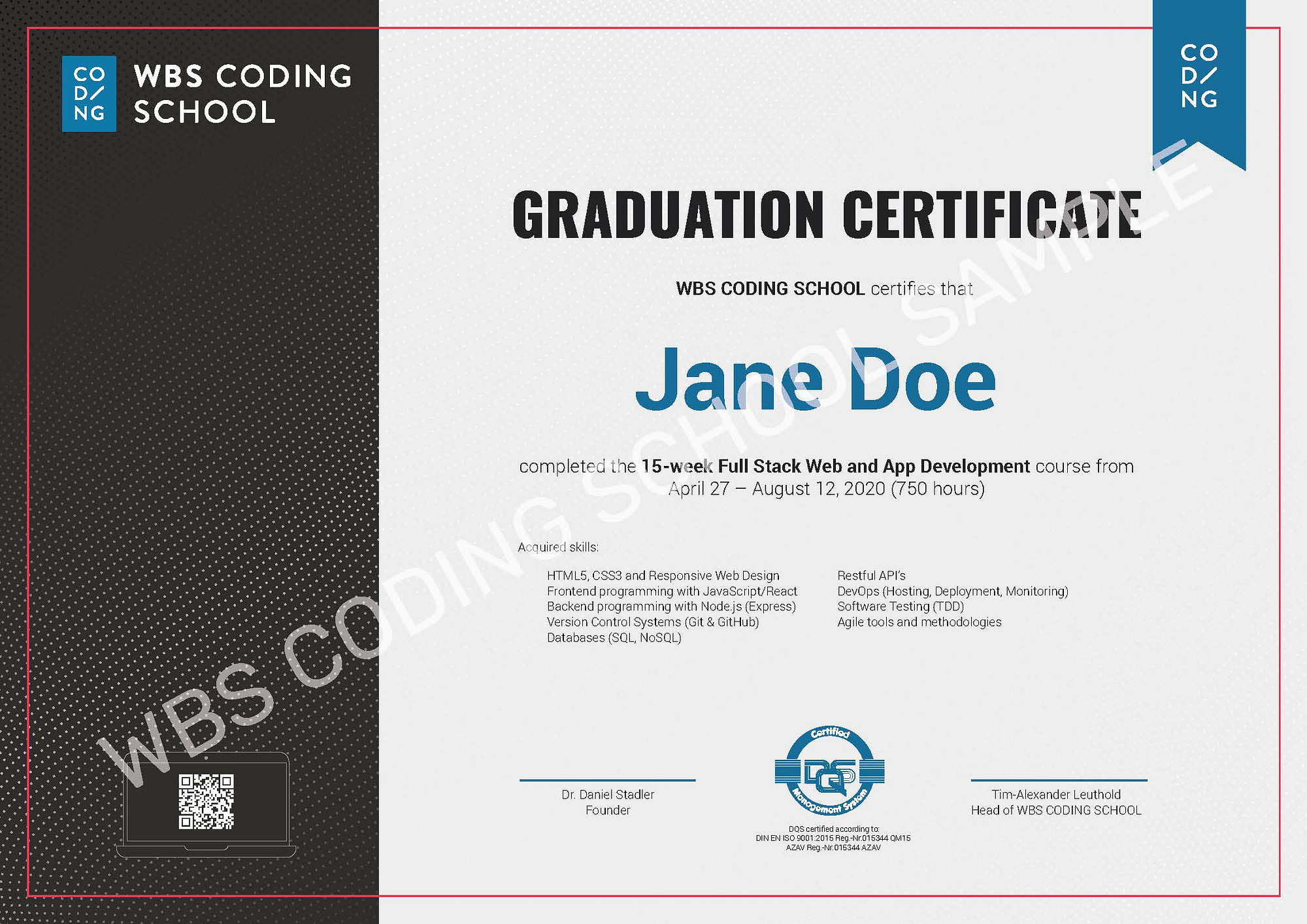 graduates certificate example